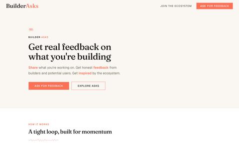Builder Asks | Get real feedback on what you're building — screenshot