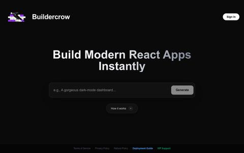 Buildercrow | Build Modern React Apps Instantly — screenshot