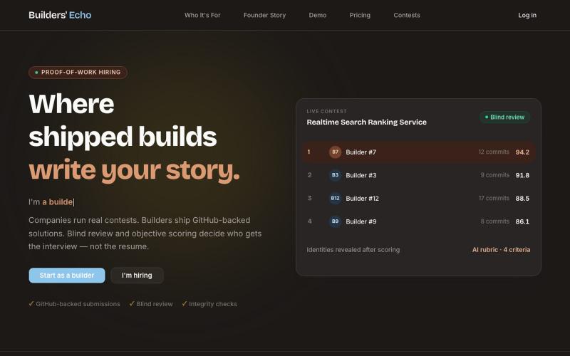 Builders' Echo — Where work wins the job — screenshot