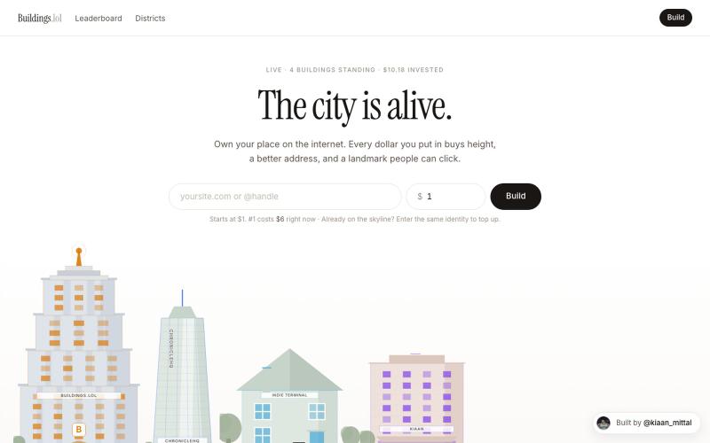 Buildings.lol — own your place on the internet — screenshot