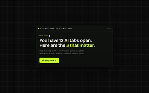 AI Stack Picker — Build Leaner — screenshot
