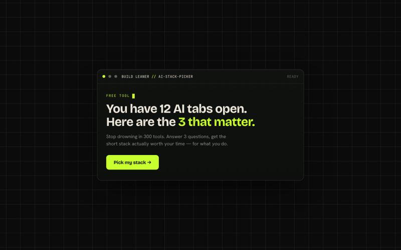 AI Stack Picker — Build Leaner — screenshot