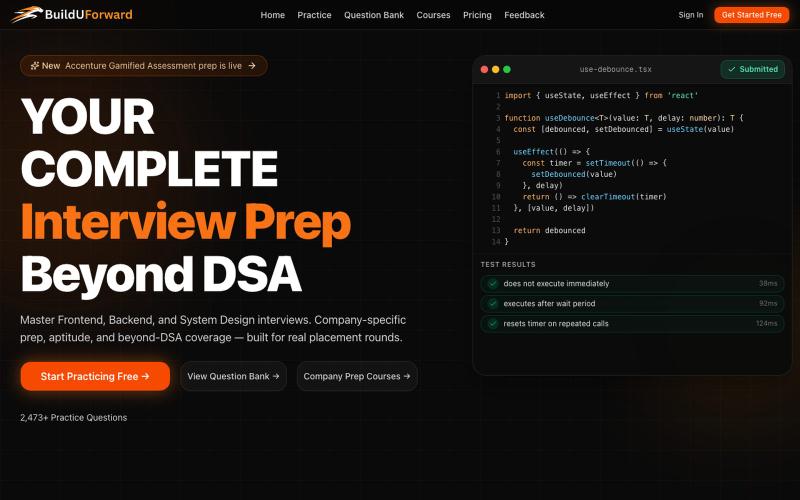 BuildUForward — Placement Preparation Beyond DSA for Freshers — screenshot