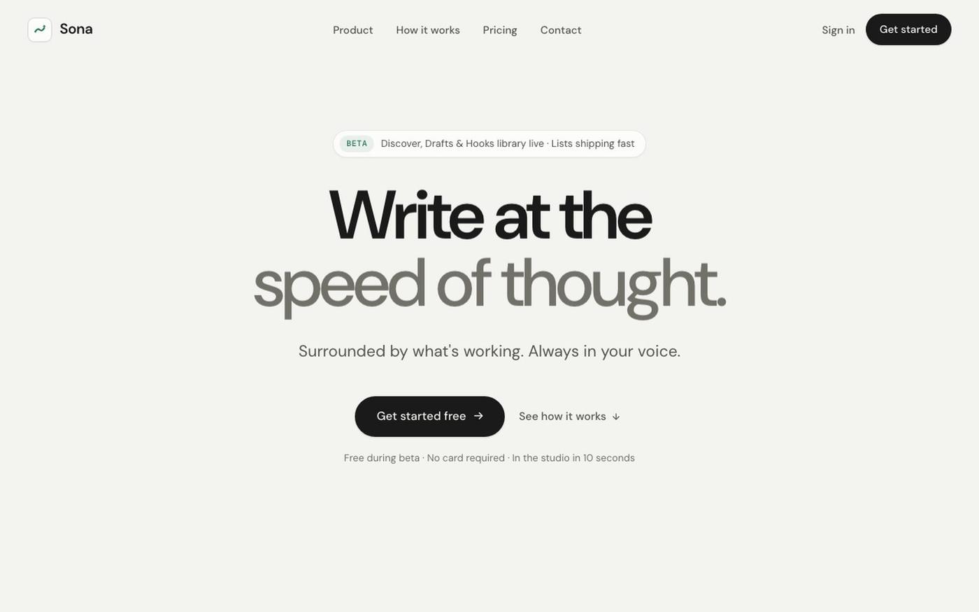 Sona — Find proven ideas. Write in your voice. — screenshot