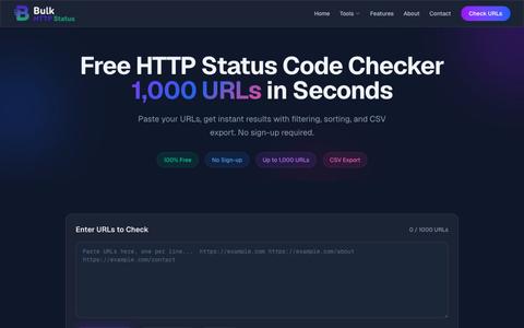 Free Bulk HTTP Status Code Checker | BulkHTTPStatus — screenshot