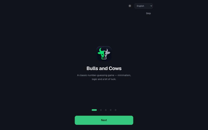 Bulls and Cows — Number Guessing Game — screenshot