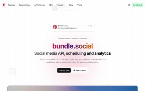bundle.social - Unified social media API built for developers — screenshot