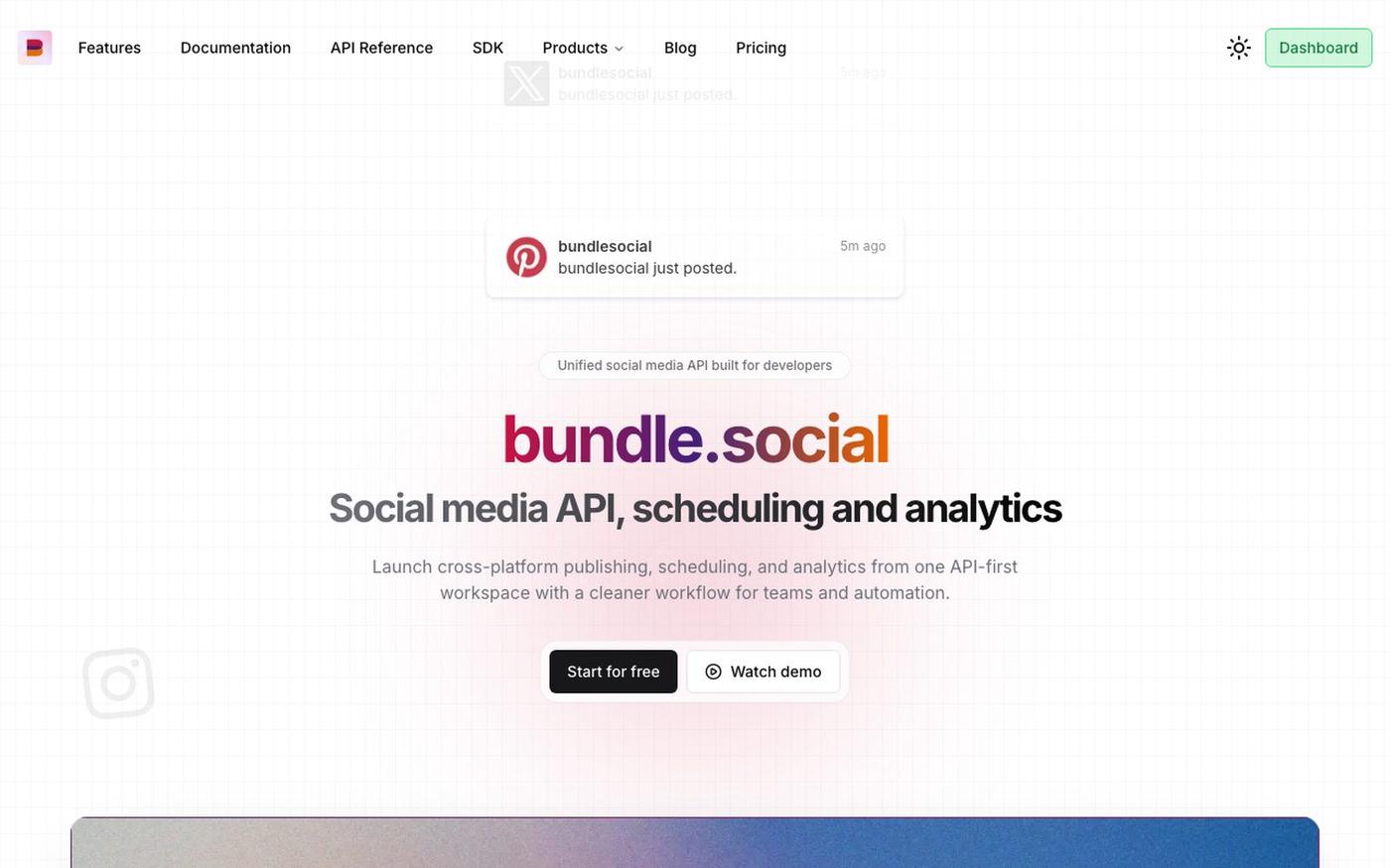 bundle.social - Unified social media API built for developers — screenshot