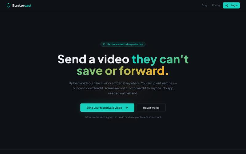 Bunkercast — Send videos that can't be saved or forwarded — screenshot