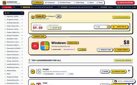 Burning Bid - The Attention Spotlight Marketplace — screenshot
