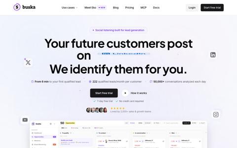 Buska - Social Listening for Lead Generation | Finds Buyers, Not Mentions | Busk — screenshot