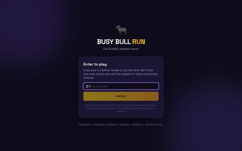 BUSY BULL RUN — The $JAMES Endless Runner on Monad — screenshot