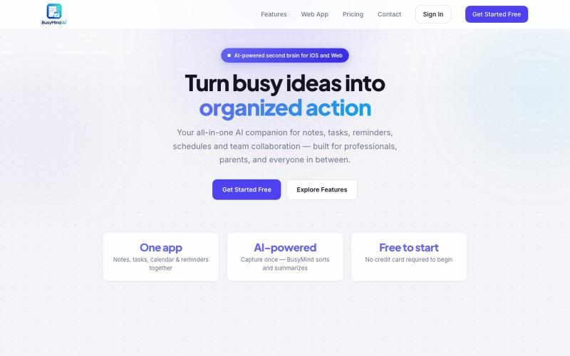 BusyMind AI — Notes, Tasks & Calendar — screenshot