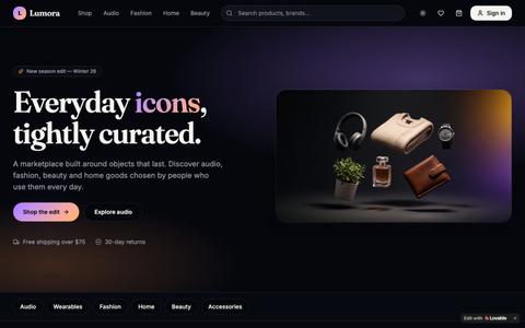 Lumora — Curated marketplace for sound, style & home — screenshot