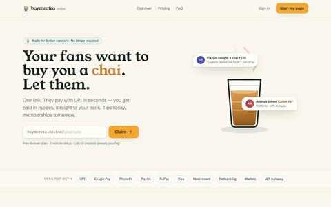 BuyMeATea — Get support from your fans, the Indian way — screenshot