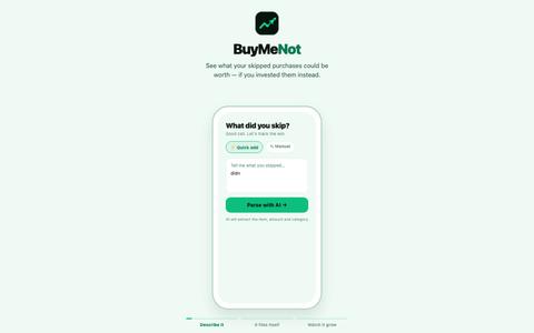 BuyMeNot — See What Your Skipped Purchases Could Be Worth — screenshot
