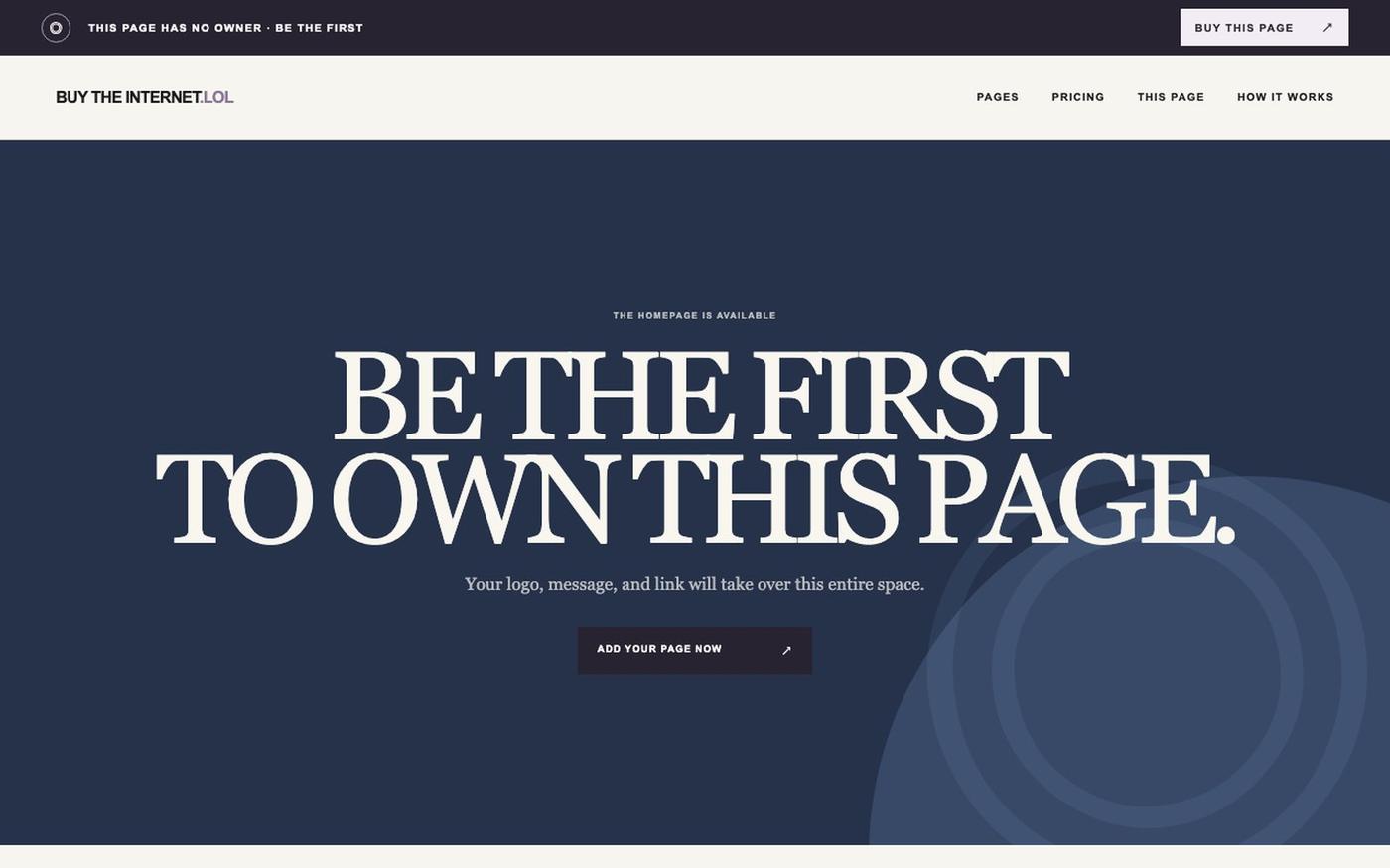 Buy The Internet.LOL — Fixed-Price Internet Sponsorships — screenshot