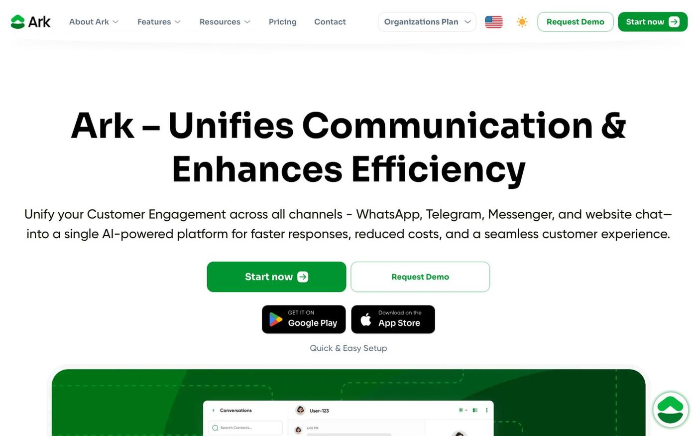 ARK | AI Customer Communication Platform — screenshot
