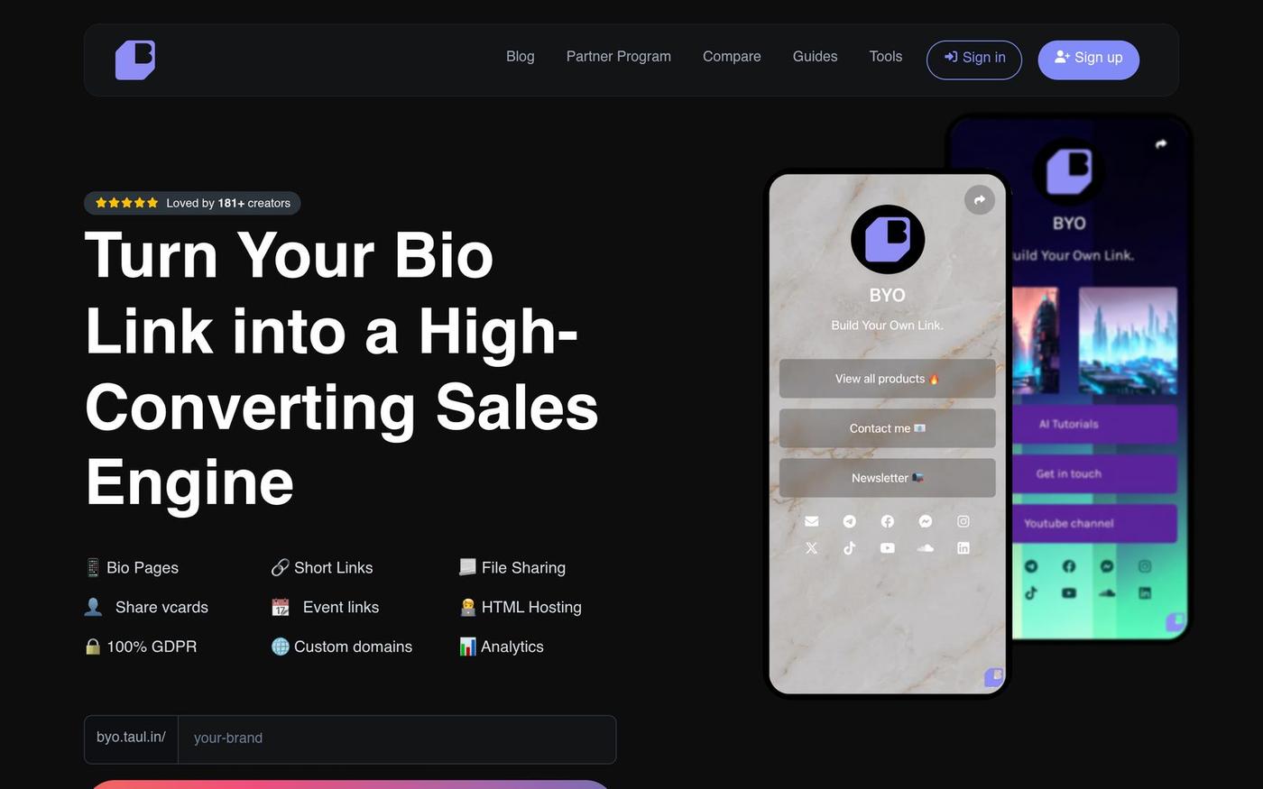 Your Digital Identity Platform, All-in-one Marketing tool - BYO — screenshot