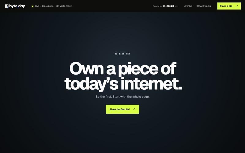 byte.day — Own a piece of today’s internet — screenshot