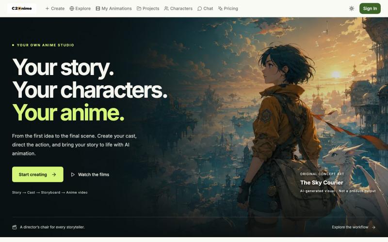 C2Anime — Turn Your Story into an Anime Video — screenshot