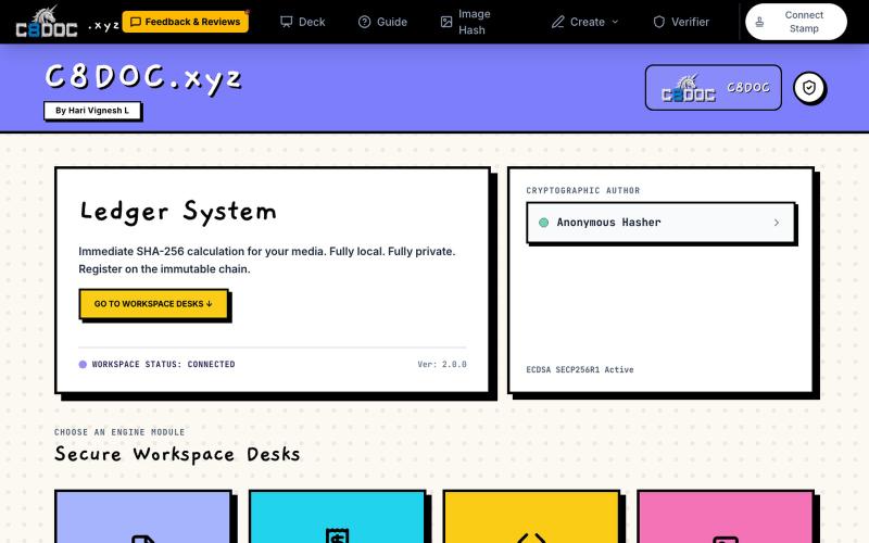 C8DOC | Cryptographic Writing Identity & Verification — screenshot