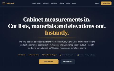 Cabinet Calculator & Cut List Software | CabinetCalc — screenshot
