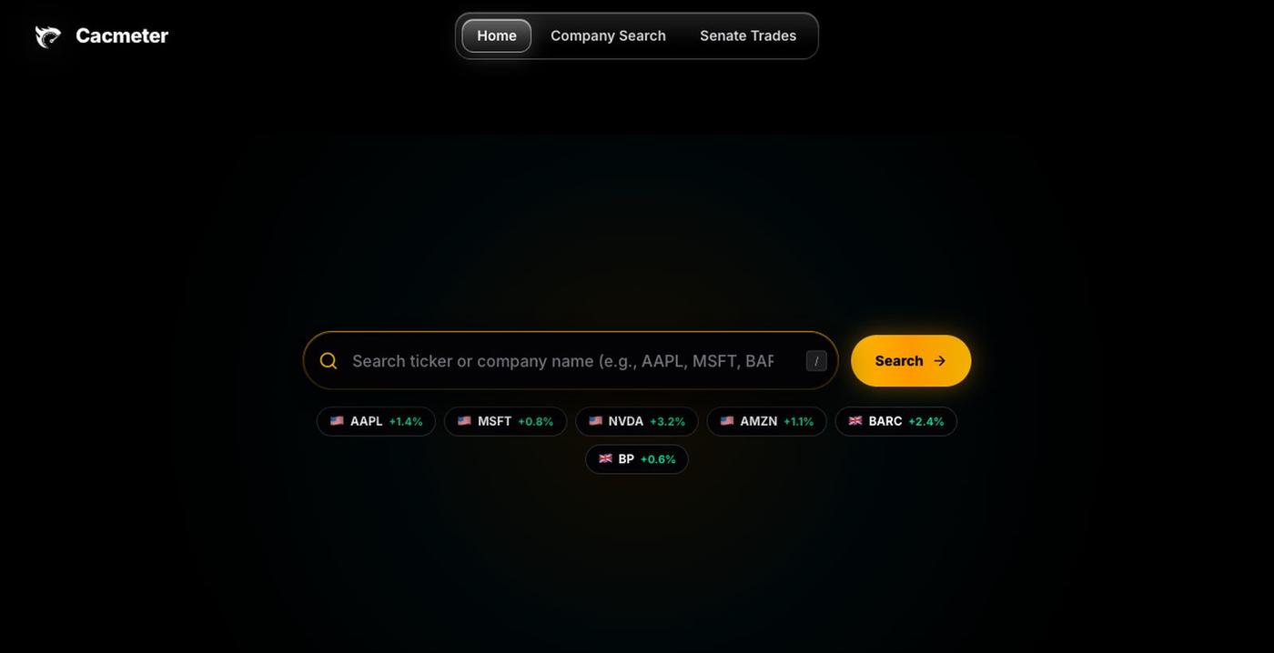 Stock Market & Company Analysis | US & UK Stocks | Cacmeter — screenshot