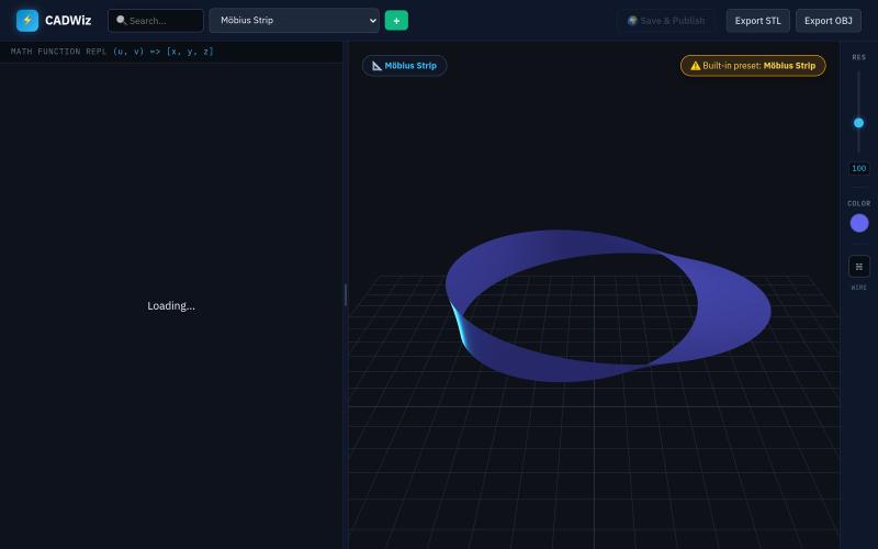 CADWiz — Mathematical 3D Studio — screenshot