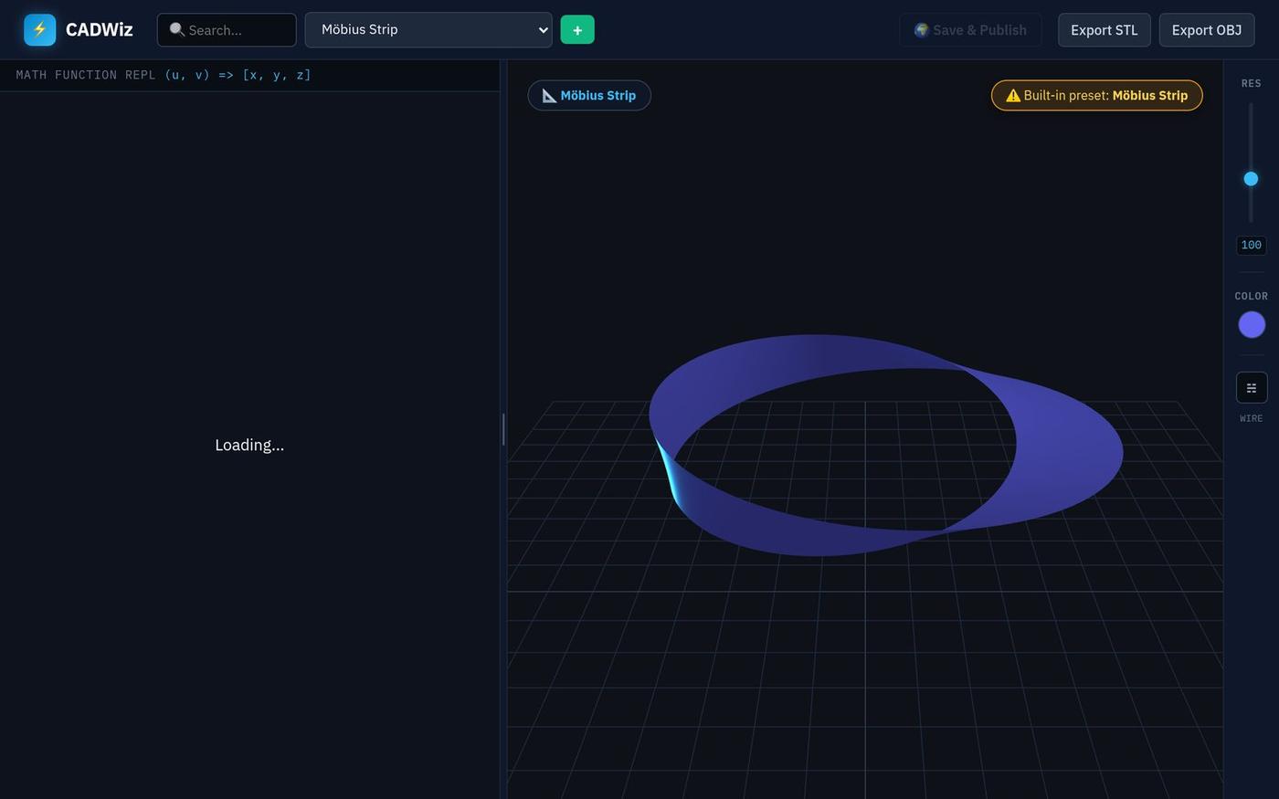 CADWiz β Mathematical 3D Studio β screenshot
