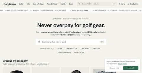 Caddence | Compare Golf Equipment Prices & Price History UK — screenshot