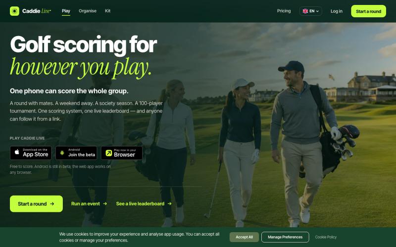 Caddie Live — Every Round Deserves a Leaderboard — screenshot