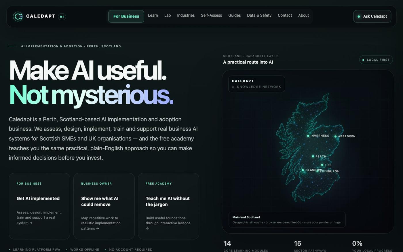 Caledapt | AI Implementation Scotland & Business Automation — screenshot