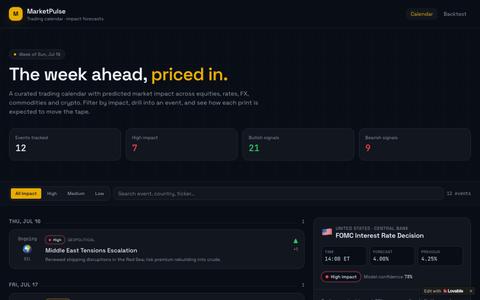 MarketPulse — Trading Calendar & Market Impact Forecasts — screenshot