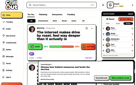 Callout — Put your take on the line — screenshot