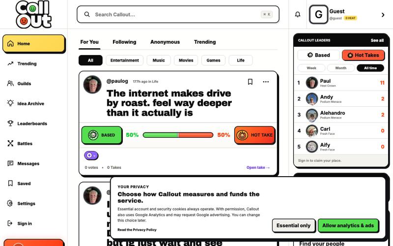 Callout — Put your take on the line — screenshot