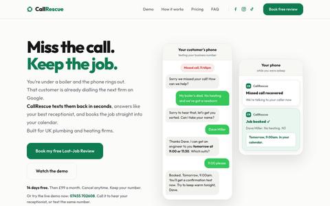CallRescue. Miss the call. Keep the job. — screenshot