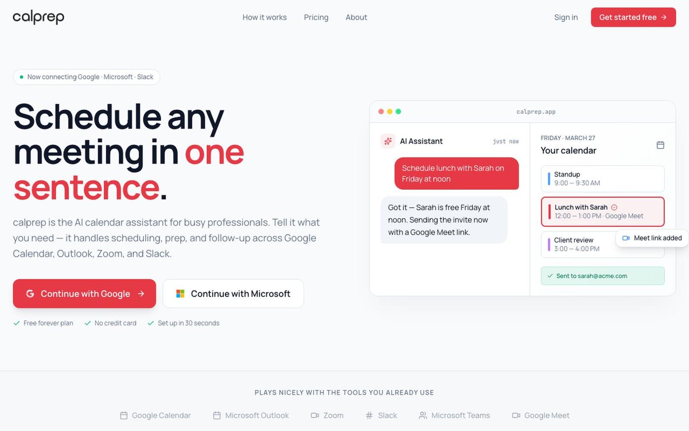 calprep - Your AI Calendar Assistant — screenshot