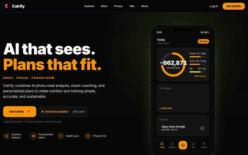 Calrify — AI Calorie Tracker & Macro Counter — screenshot
