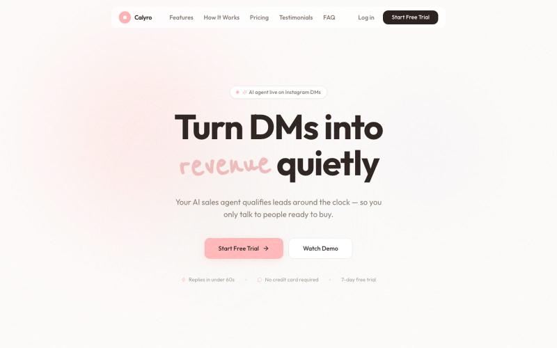 Calyro – AI Sales Agent for Instagram DMs | Qualify Leads 24/7 — screenshot