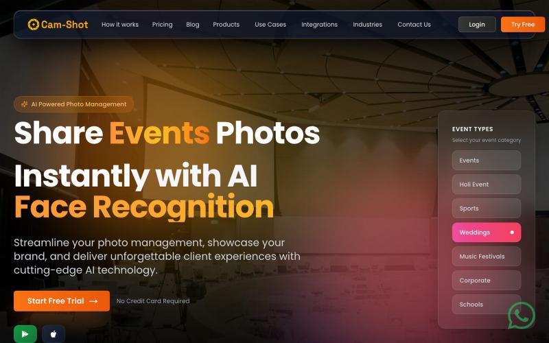 Cam-Shot AI: Event Photo Sharing for Photographers & Studios — screenshot