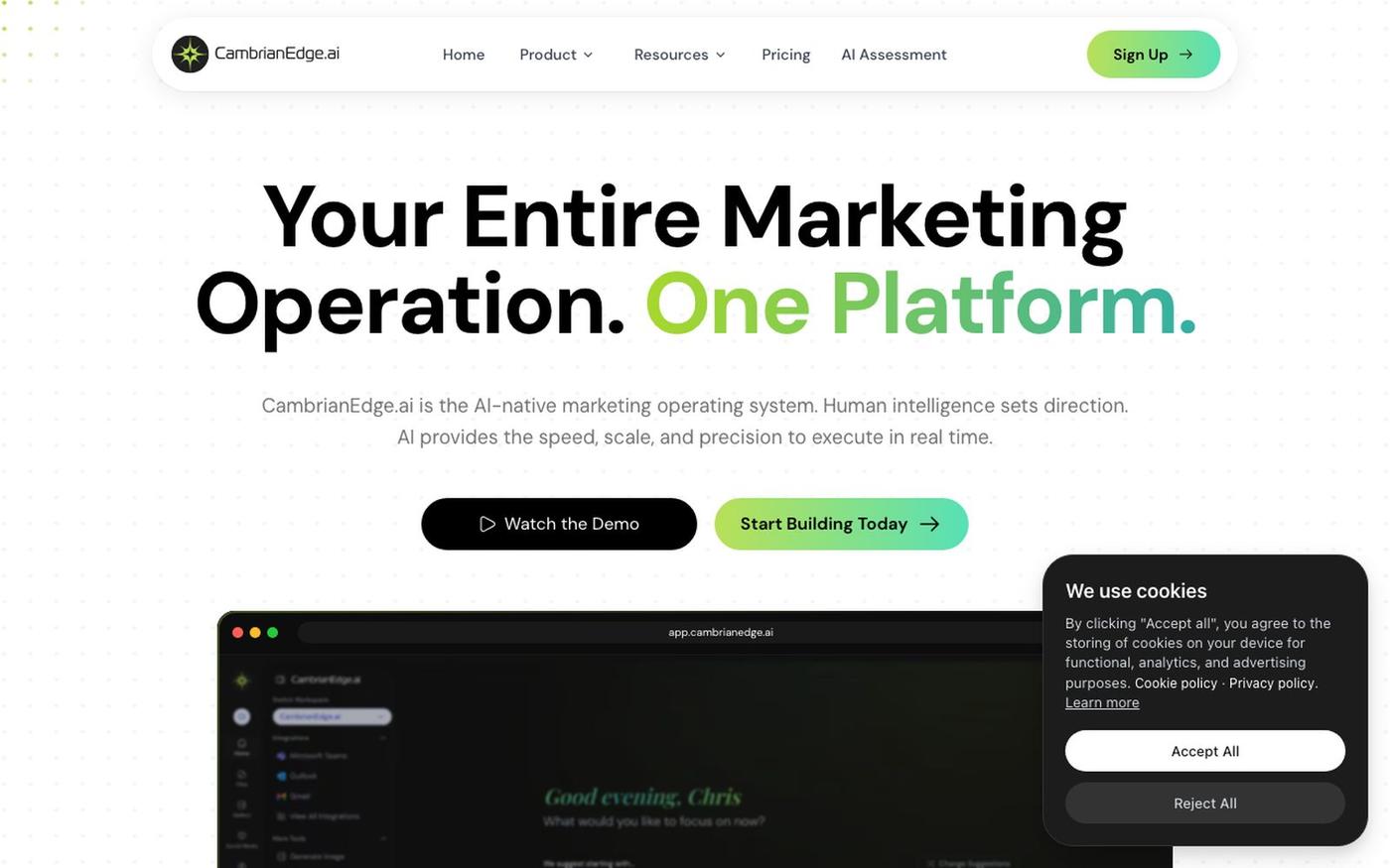 CambrianEdge.ai | AI-Native Marketing Platform & Operating System — screenshot
