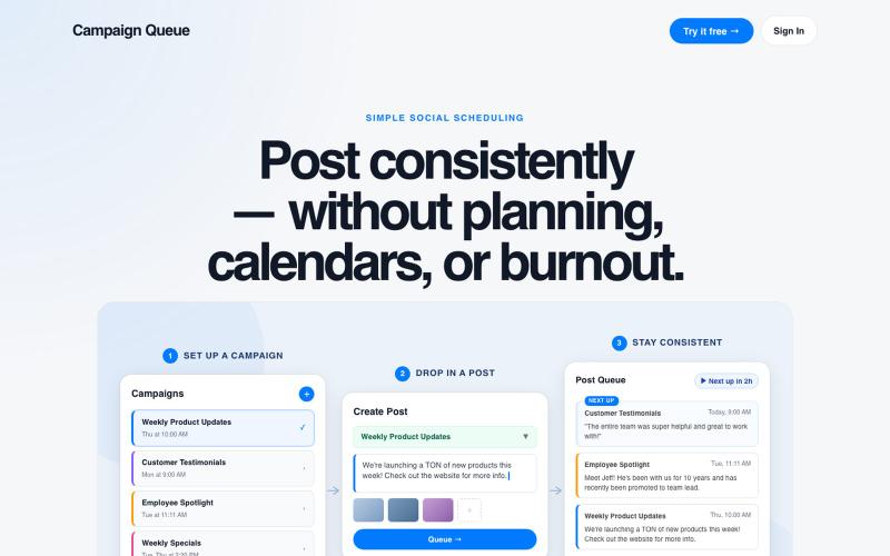 CampaignQueue.com — screenshot