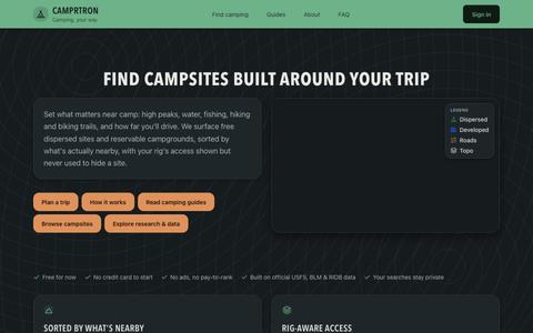 Camprtron: Find Dispersed & Developed Campsites for Your Trip — screenshot