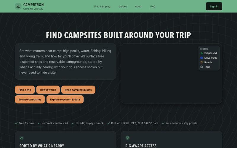 Camprtron: Find Dispersed & Developed Campsites for Your Trip — screenshot