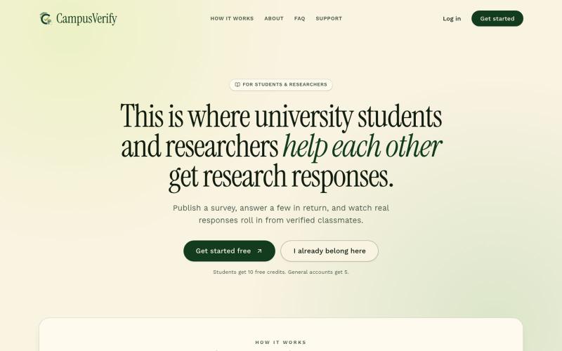 CampusVerify — Real research, real classmates, real fast — screenshot