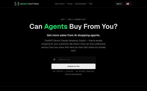 canagentsbuyfromyou — is your store visible to AI shopping agents? — screenshot