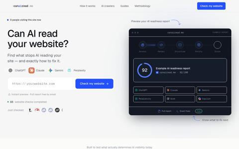 Can AI Read My Website? Free AI Report & Exact Fixes — screenshot