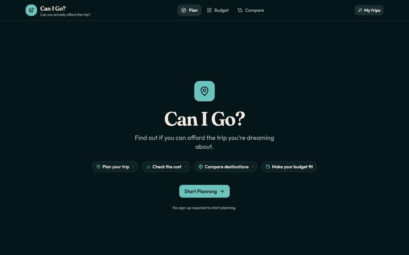 Can I Go? - Travel Budget Planner — screenshot