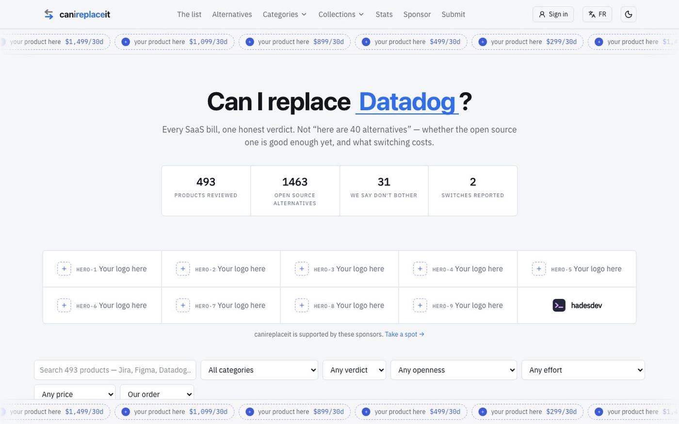 Can I replace it? — open source alternatives to paid SaaS — screenshot